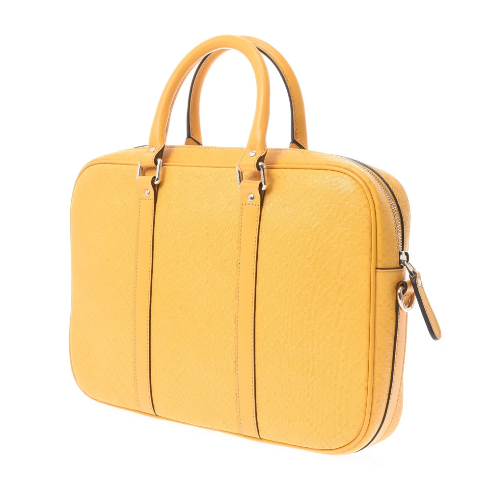 Gucci Yellow Briefcase Diamante Calfskin Business Bag Yellow